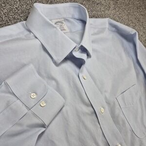 Brooks Brothers Dress Shirt Mens 17.5 Blue Regent Non-Iron